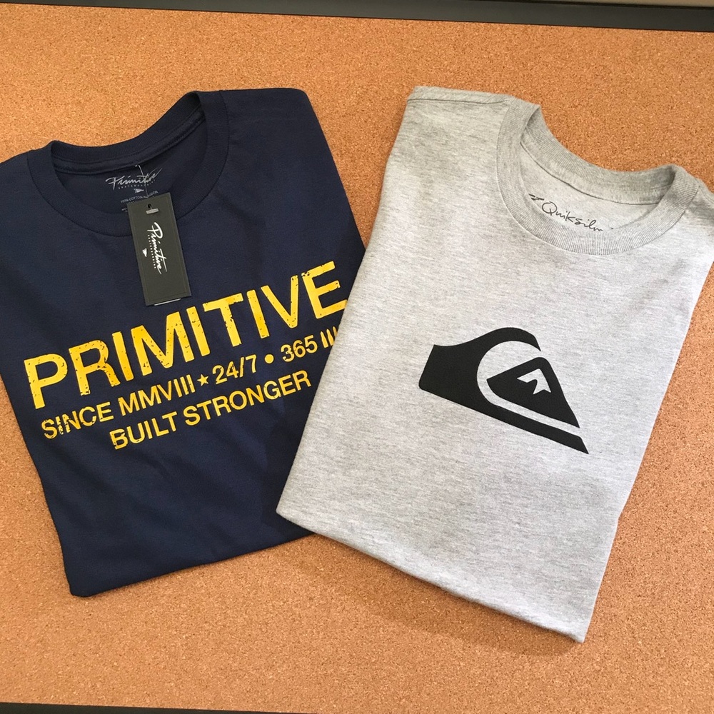 Blue Primitive shirt, & a free Quiksilver Shirt!